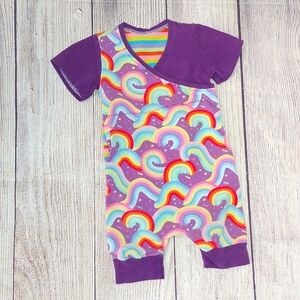 Custom Made ADJUSTABLE Grow-With-Me Infant/Toddler Romper 6m-4+y Retro Rainbows